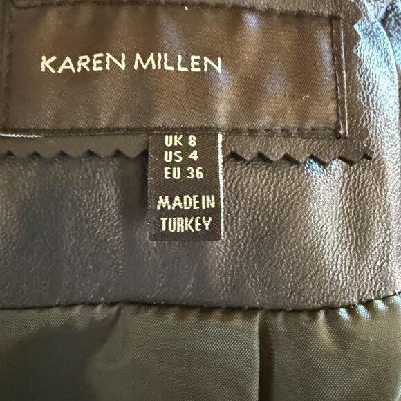 Karen Millen Dark Green Leather Jacket, size 4 - Picture 4 of 4